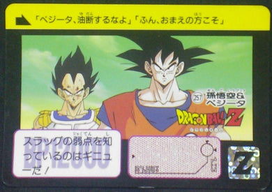 carte Carddass Part 7 n°257 bandai 1991 dbz dragon ball z son goku vegeta bejita