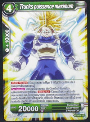 carte Dragon Ball Super Card Game Fr Part 2 BT2-078UC Trunks puissance maximum bandai 2018