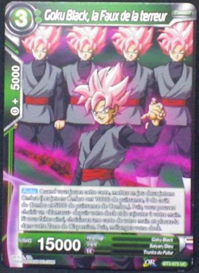 carte Dragon Ball Super Card Game Fr Part 3 BT3-075 UC Goku Black, la Faux de la terreur bandai 2018