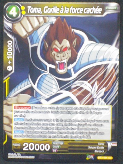 carte Dragon Ball Super Card Game Fr Part 3 BT3-096 UC Toma, Gorille à la force cachée bandai 2018
