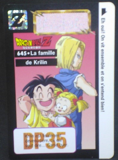 trading card game jcc carte dragon ball z Carddass Part 16 n°645 (1995) bandai Krilin c 18 marron dbz cardamehdz