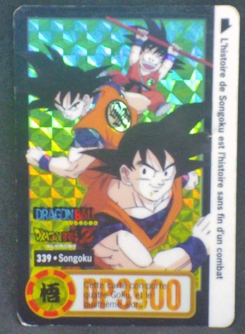 trading card game jcc fr carte dragon ball z Carddass fr Part 25 n°339 (1997) (double prisme) songoku dbz bandai cardamehdz