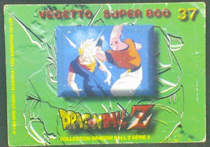 trading card game jcc carte dragon ball z carte française panini serie 5 n°37 (1999) vegetto vs majin boo dbz prisme cardamehdz verso