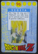Charger l'image dans la galerie, tcg carte dragon ball z française panini serie 1 n°96 dbz vegeta (1995) cardamehdz verso