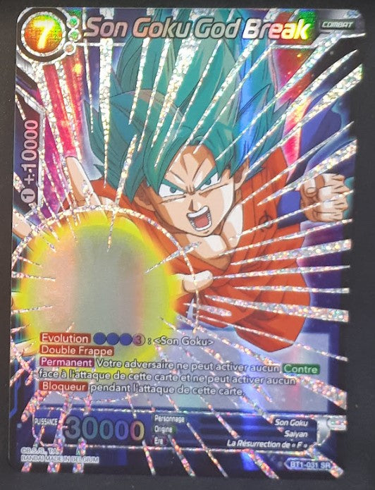 carte dragon ball super card game fr part 1 BT1-031 SR (foil) bandai (2018) songoku god break dbscg 