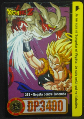 carte dragon ball z Carddass fr Part 22 n°252 (total n°898) (1996) bandai janemba vs gogeta dbz cardamehdz