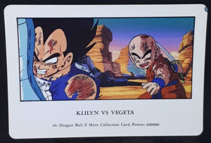 carte dragon ball z Hero Collection Part 1 n°40 (1993) Amada krilin vs vegeta dbz cardamehdz