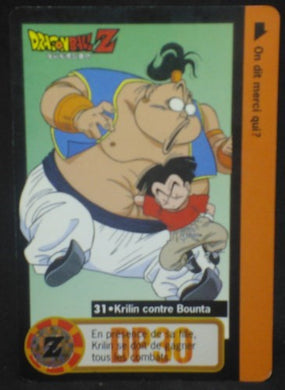 carte dragon ball z carddass fr part 17 n°31 (total n°677) (1995) bandai krilin vs bounta dbz cardamehdz