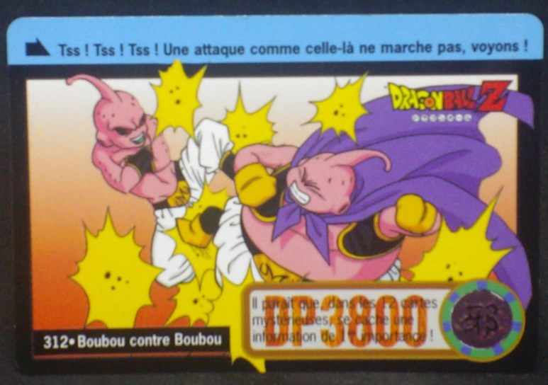 carte dragon ball z carddass fr part 24 n°312 (total n°958) (1997) bandai boubou vs majin bou dbz cardamehdz