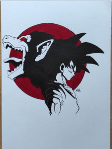 dessin dragon ball Fanart format A4 Goku gorille n°001